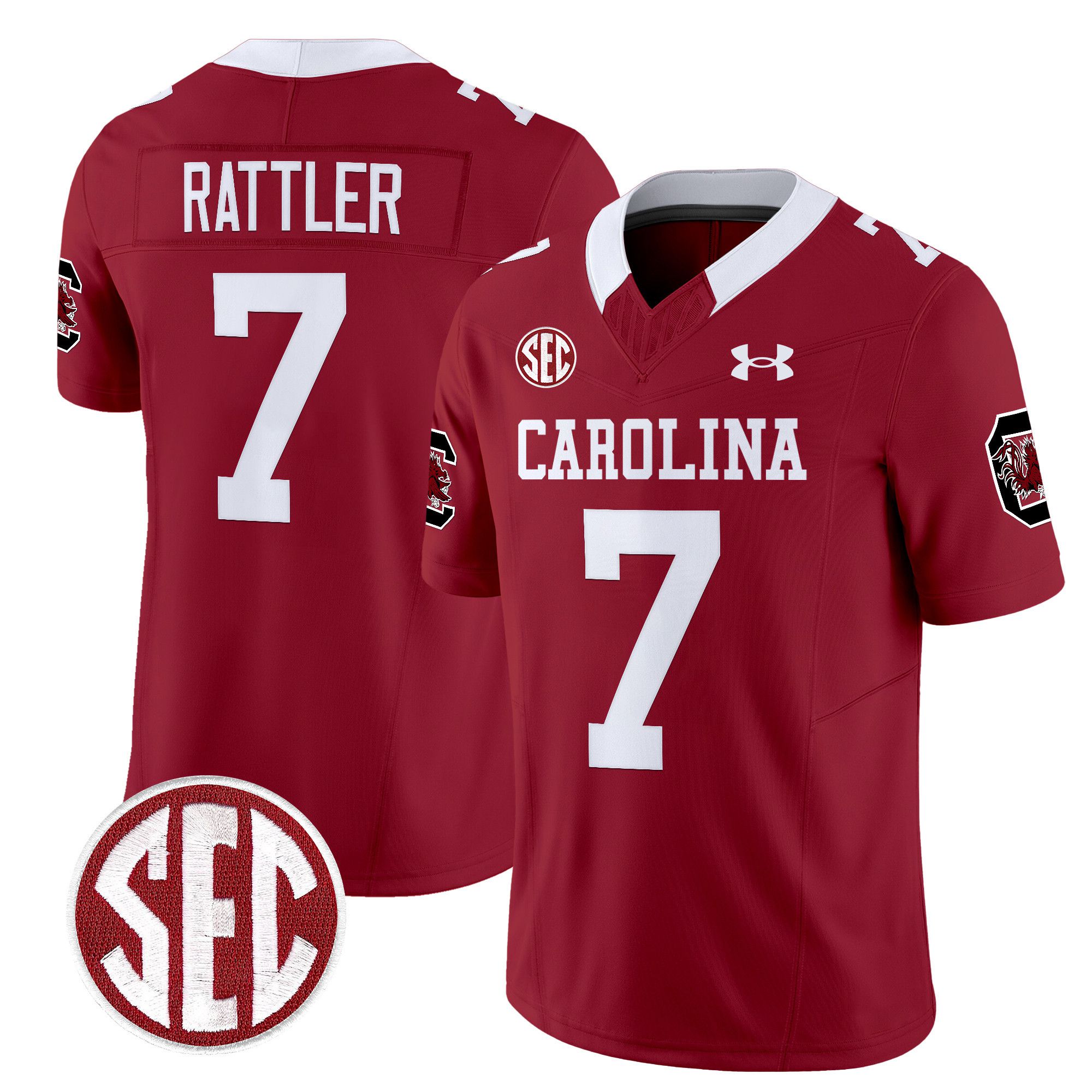Men South Carolina Gamecocks #7 Rattler Red 1980 Throwback Vapor Limited 2024 NCAA Jersey->indianapolis colts->NFL Jersey